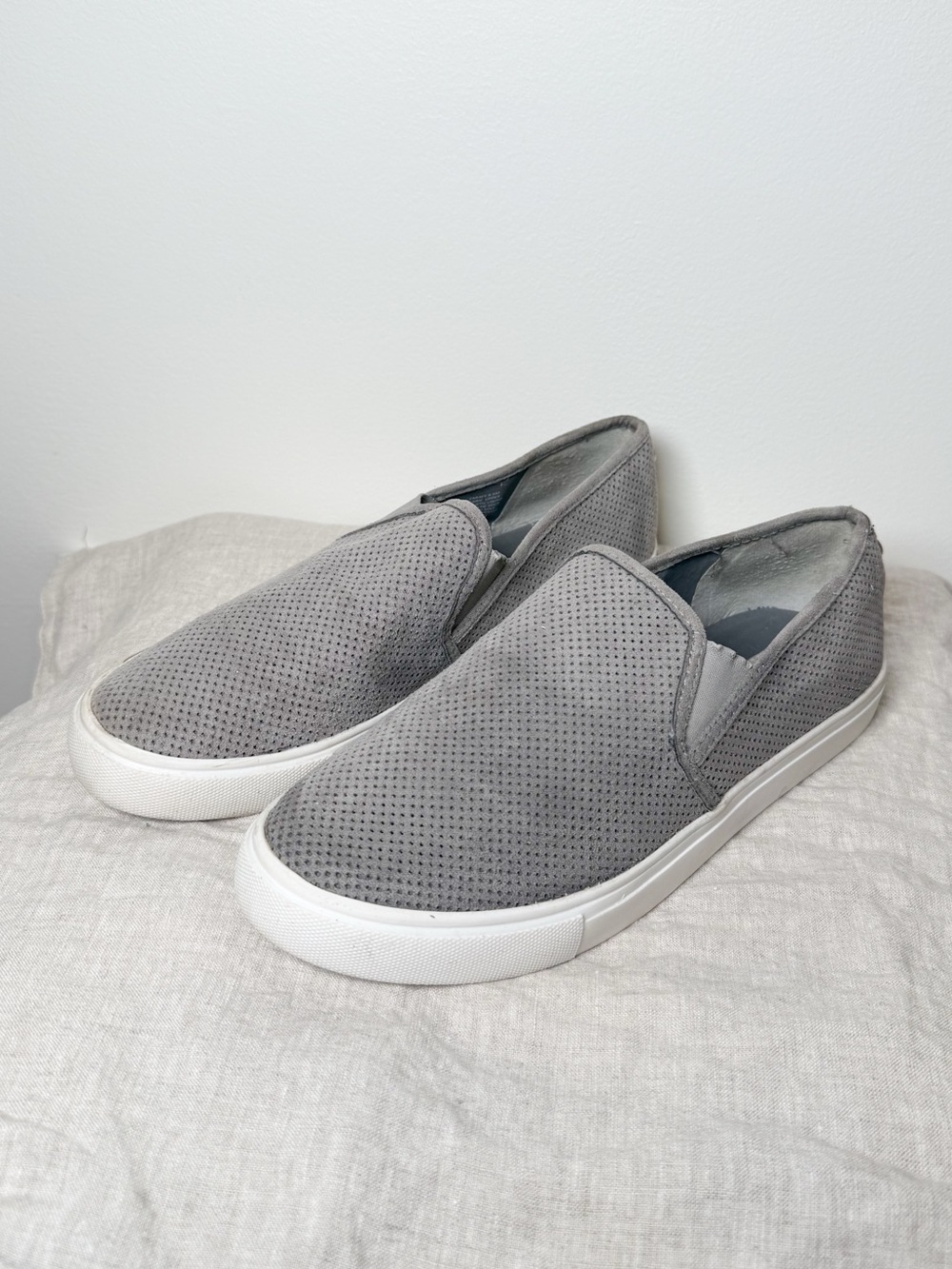 Women’s Steve Madden Gray Perforated Slip-On Flats